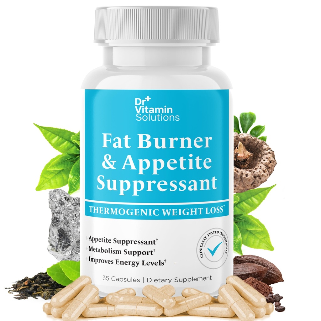 Fat Burner for Women & Men - Appetite Suppressant for Weight Loss - Pills with Chromium, Caffeine & Green Tea Extract - Metabolism Booster Thermogenic Weight Loss - 35 Capsules