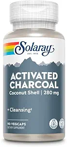 Solaray Aktif Charcoal 280 mg | Coconut Kaynağı | Sağlıklı İç Temizleme & Digestive Tract Desteği | Non-GMO, Vegan & Lab Doğrulanmış | 90 Capsules | Paket 2