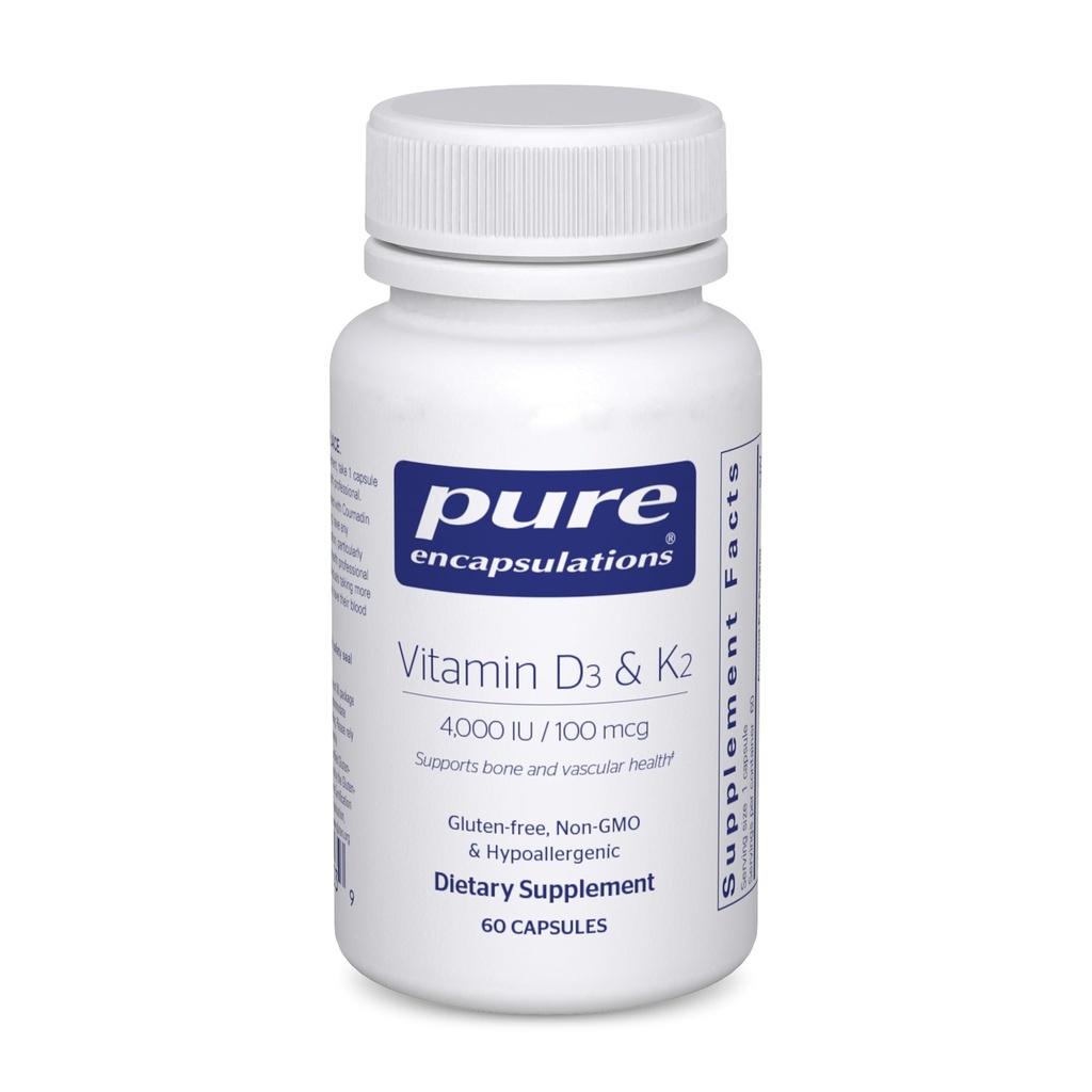 Pure Encapsulations Vitamin D3 & K2 - Bone & Vascular Health Support - Immune Function Support* - Gluten Free - Non-GMO - 60 Capsules