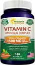 ASquared Beslenme Vitamini C Liposomal Kompleksi - 1500 mg Supplement - 180 Capsules - High Abxia VIT C Ascorbik Asit Pills - Destekler Immune System & Collagen Health - 90 Hizmetler