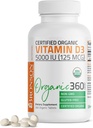 Bronson Vitamin D3 5.000 İ (125 mcg) sertifikalı Organik Yüksek Potency Non-GMO Vitamin D Supplement, 360 Tabletler