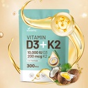 VivoNu Βιταμίνη D3 K2 10000 IU με MK7-300 Virgin Coconut Oil Softgels, 2 σε 1 Βιταμίνες D & K Complex 
