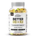 Organics Ocean Better D3 + K2-100% Organic VIT D3 and K2 Supplements with Maximum Bioavailability - Supports Bone Density, Calcium Balance, Immunity & Mood - 1-Pack, 30-Day Supply