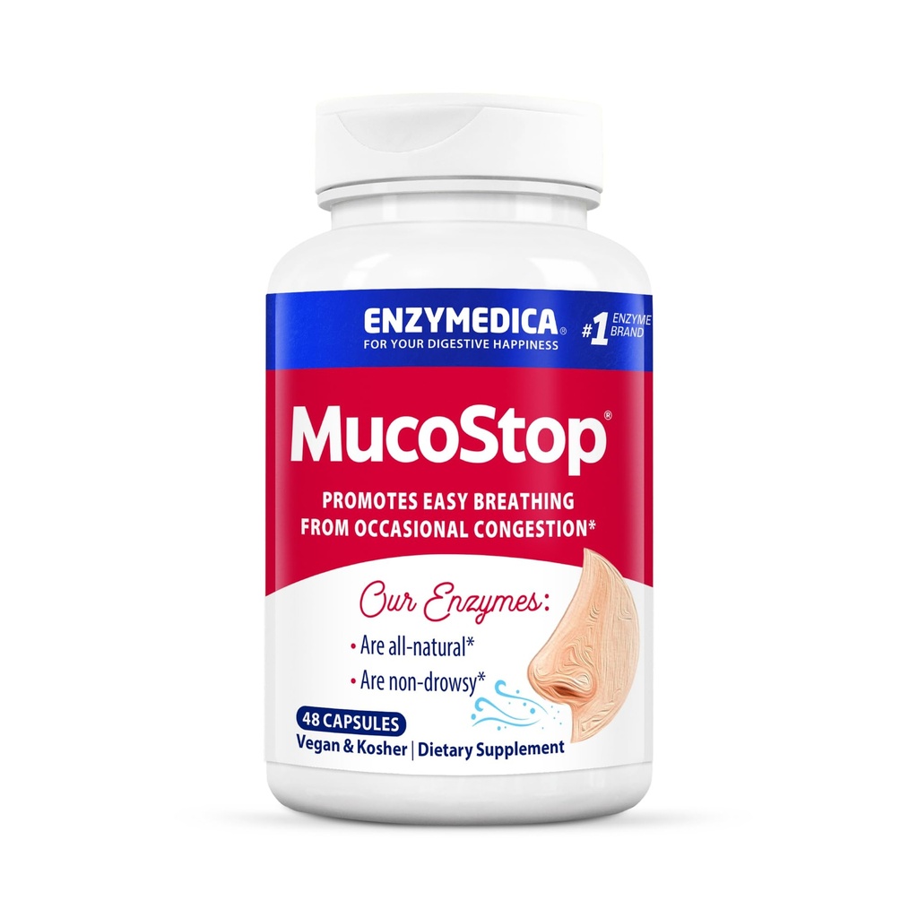 Enzymedica, Muco Dur, Doğal Enzyme Supplement, Relieves Mevsim veya Occasional Congestion, Supports Easy Breathing, 48 Count