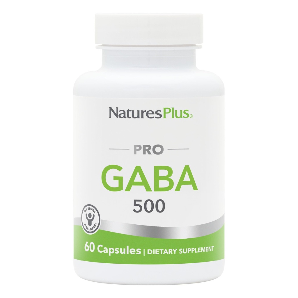 NaturesPlus PRO GABA 500 mg - 60 Κάψουλες - Μη ΓΤΟ, Vegan, Χωρίς γλουτένη - 60 Σερβιέτες
