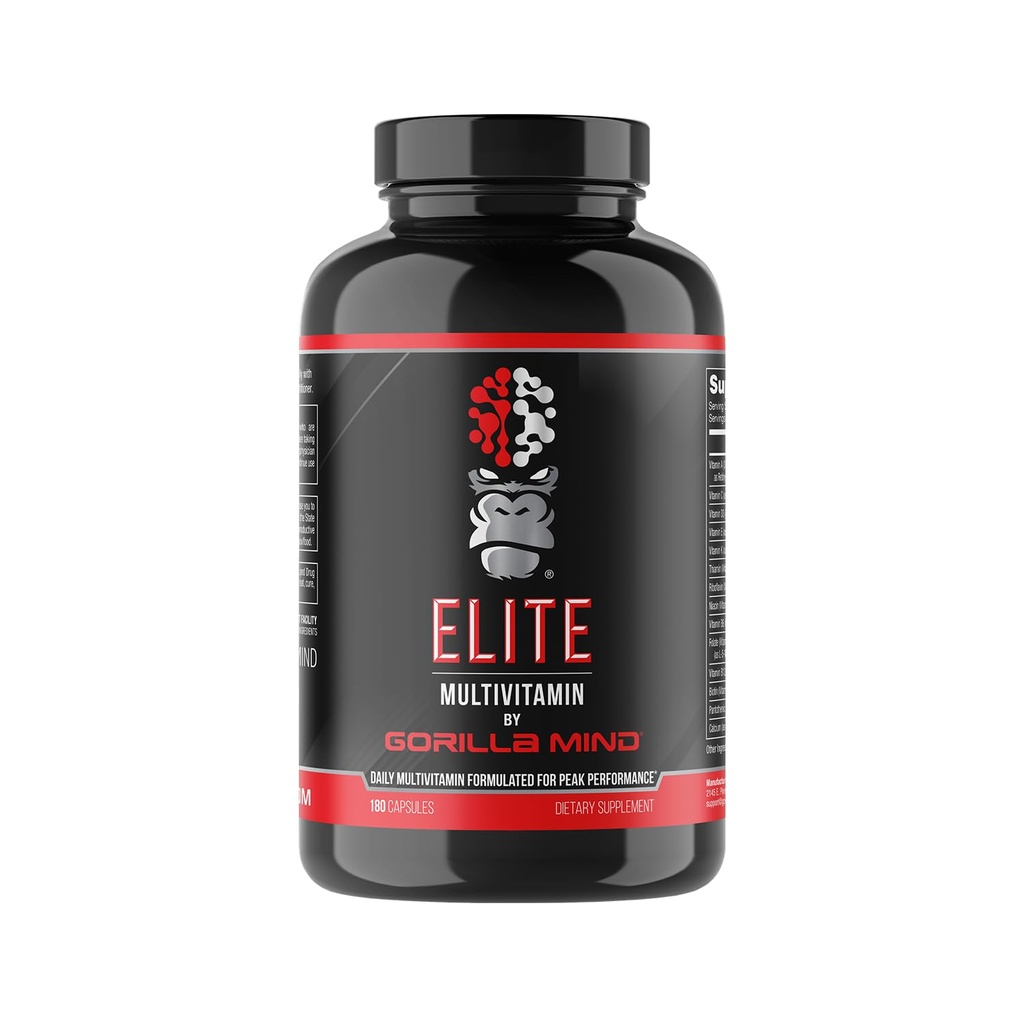 Gorilla Mind Elite Multi-Vitamin (180 Capsules) – Daily Multivitamin Peak Performansı | 27 Nutrients to Backfill Micronutrient Shortcomings