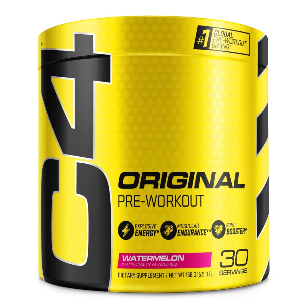 C4 Original Pre Workout Toz Watermelon Sugar Free Preworkout Energy Supplement for Men & Women 150mg Caffeine + Beta Alanine + Kretine 30 Servisler