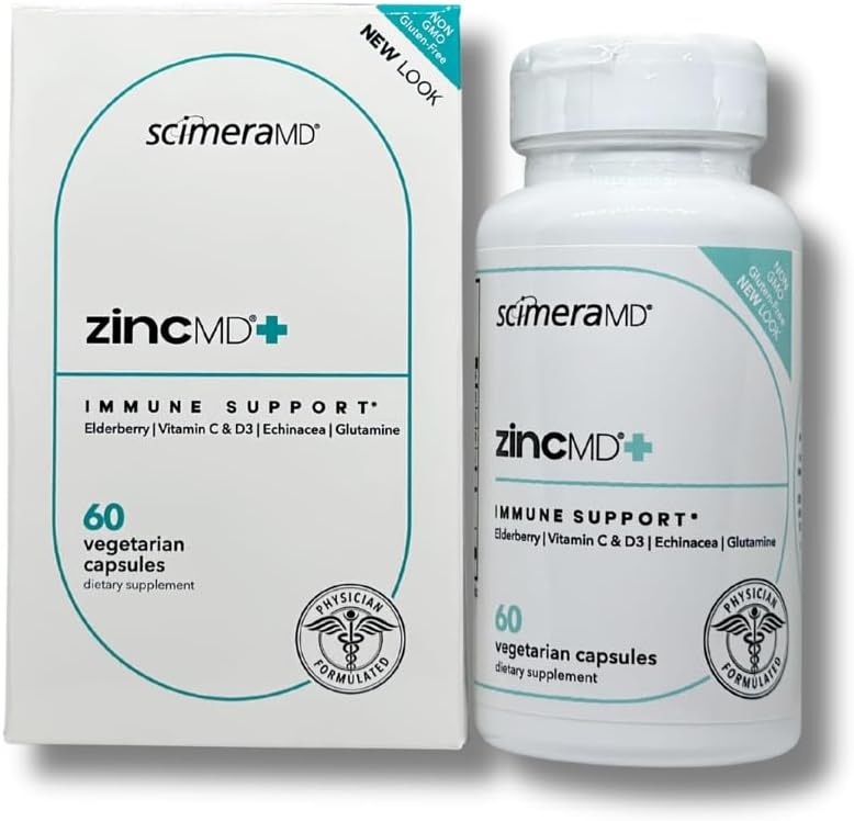 ScimeraMD® çinkoMD Immune Support Supplement with çinko, Elderberry, C, Vitamin D ve Echinacea, 60 CT