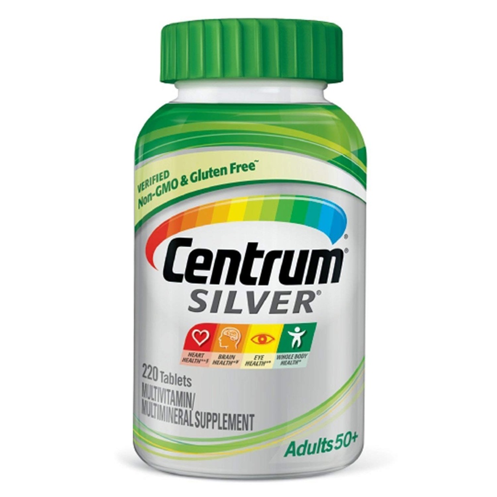 Centrum Silver Adult Multivitamin / Multimineral Supplement Tablet, Vitamin D3, Age 50+ (220 Count)