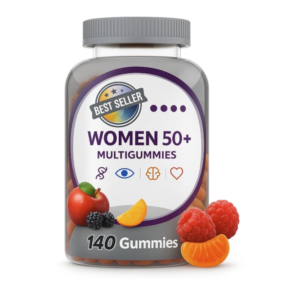 Multigummies Supplements, Gummy Vitamins for Women Silver 50 Plus Multivitamin, D, B6 & B12, Vitaminler ve Tamamlar, Meyve Flavor, 140 Gummies (Kadınlar 50+)