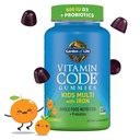Kids Multivitamin Gummy with Iron + Probiotics for Immune Health & Digestion: Vitamins D, C, E, B, Zinc for Energy & Development, Vitamin Code, Non-GMO, Gluten-Free, 90 Orange Gummies, 30 Day Supply