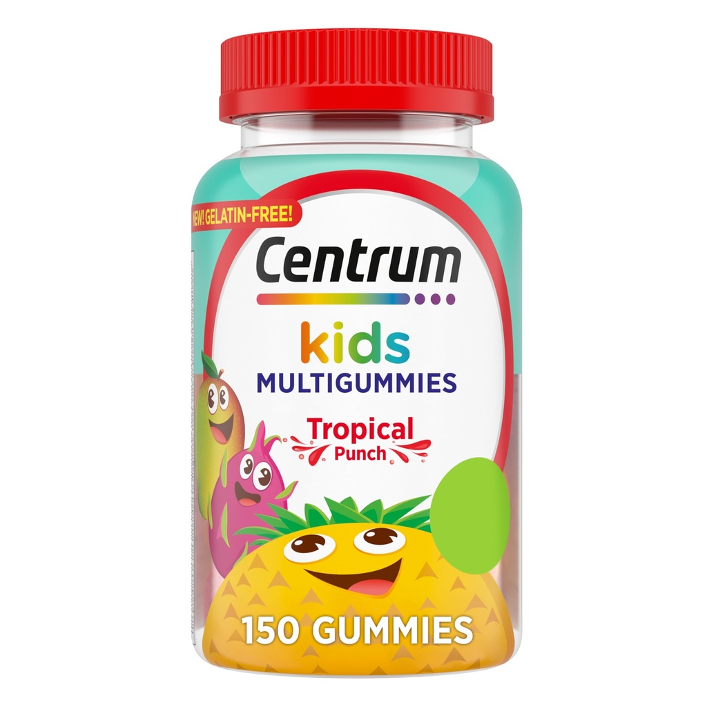 Centrum παιδιά πολυβιταμίνες gummys, τροπική γεύση Punch με φυσικά αρώματα, Stuffer κάλτσα, 150 κόμης, 150 ημέρες εφοδιασμού