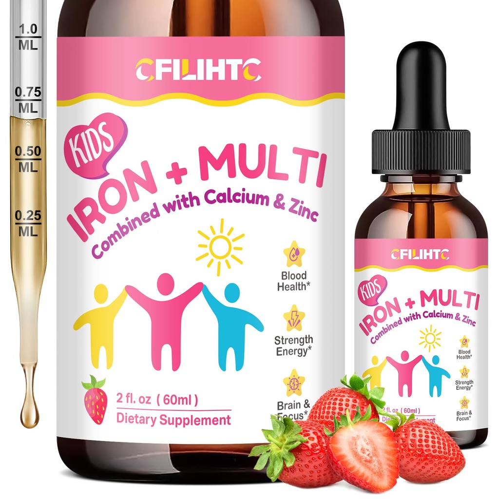Çocuklar için Sıvı Demir Supplement, Kadınlar ve Erkekler - Steel Drops ile Multivitamin - Immune Support, Blood Builder & Energy Support for Iron Deficiency, Anemi, Vegan 2 Fl Oz Oz Oz