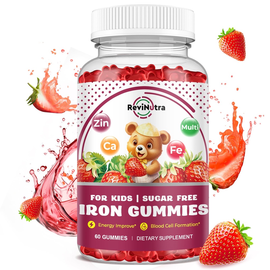 Çocuklar için Demir Supplement Gummies - Steel Gummies ile Multivitamin - Immune Support, Blood Builder & Energy Support for Iron Deficiency, Anemi, Vegan - 60 Count