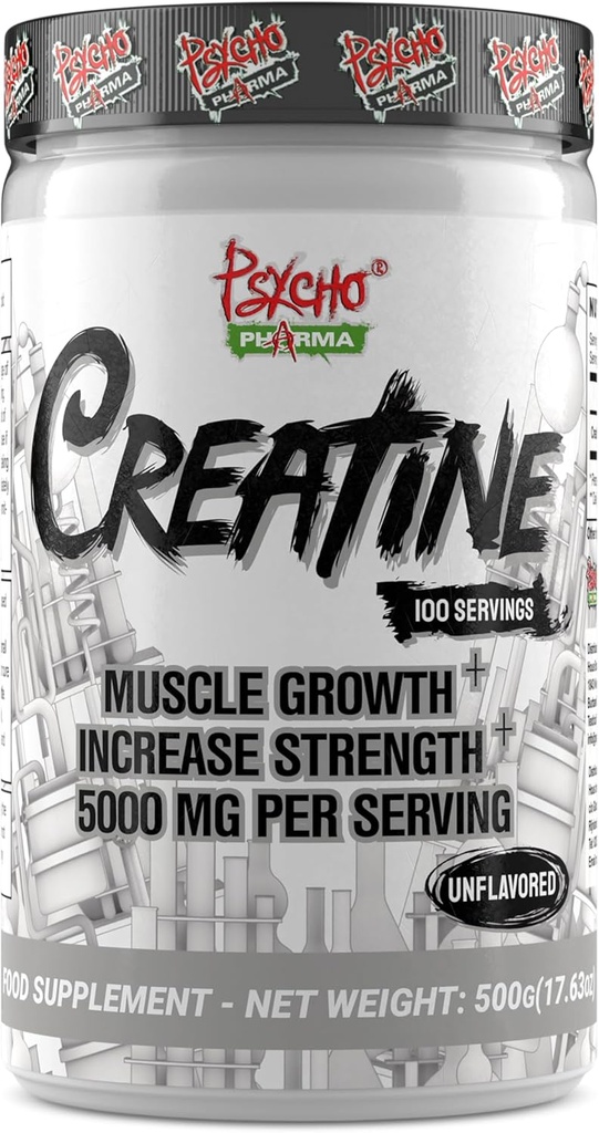 Psycho Pharma Creatine - 5g Premium Creatine Monohydrate per Serving, 100 Services