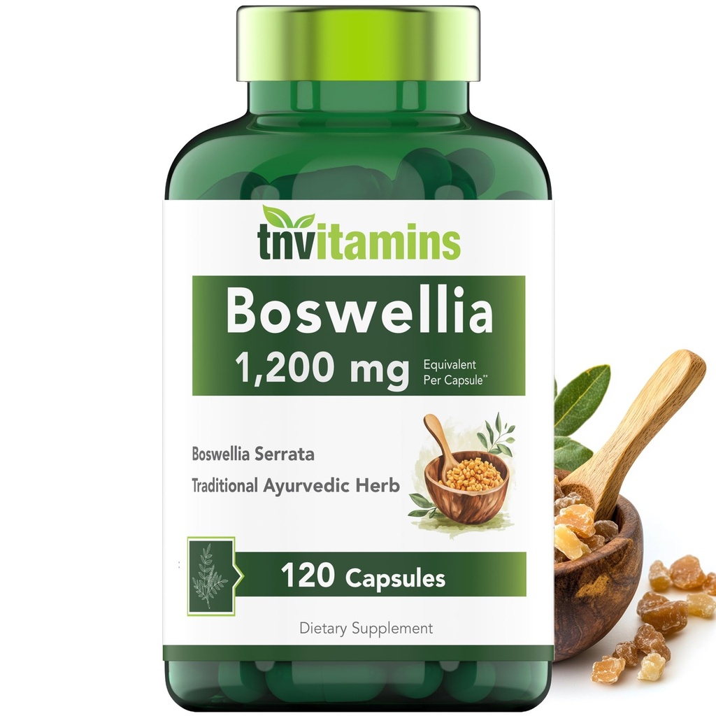 tnvitamins Boswellia Extract Capsules, 120 Count | 1,200 mg Per Capsule | 65% Boswellic Acids + 10:1 Concentrated Extract | Boswellia Serrata | Joint & Mobility Support*