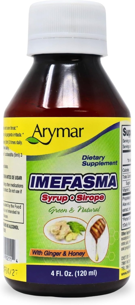 Arymar Imefasma με Ginger & Honey Cough Syrup (4 oz) - Απαλή ανακούφιση με φυσικά συστατικά