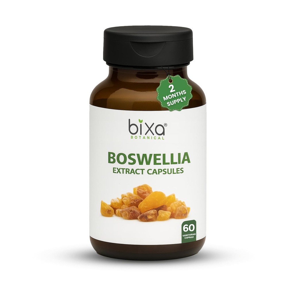 bixa BOTANICAL Boswellia Serrata Extract Pure Premium Quality 65% Boswellic Acid | Ayurvedic Natural Herbal Supplement | (450 Mg 60 Veg Capsules)