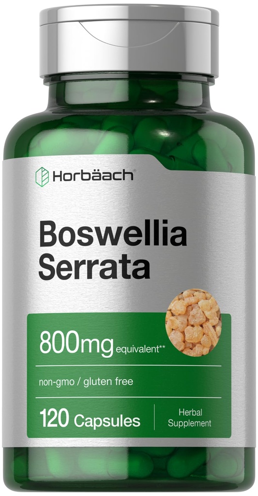 Horbäach Boswellia Serrata Extract Capsules | 120 Kont | Herbal Supplement | Non GMO, Gluten Free