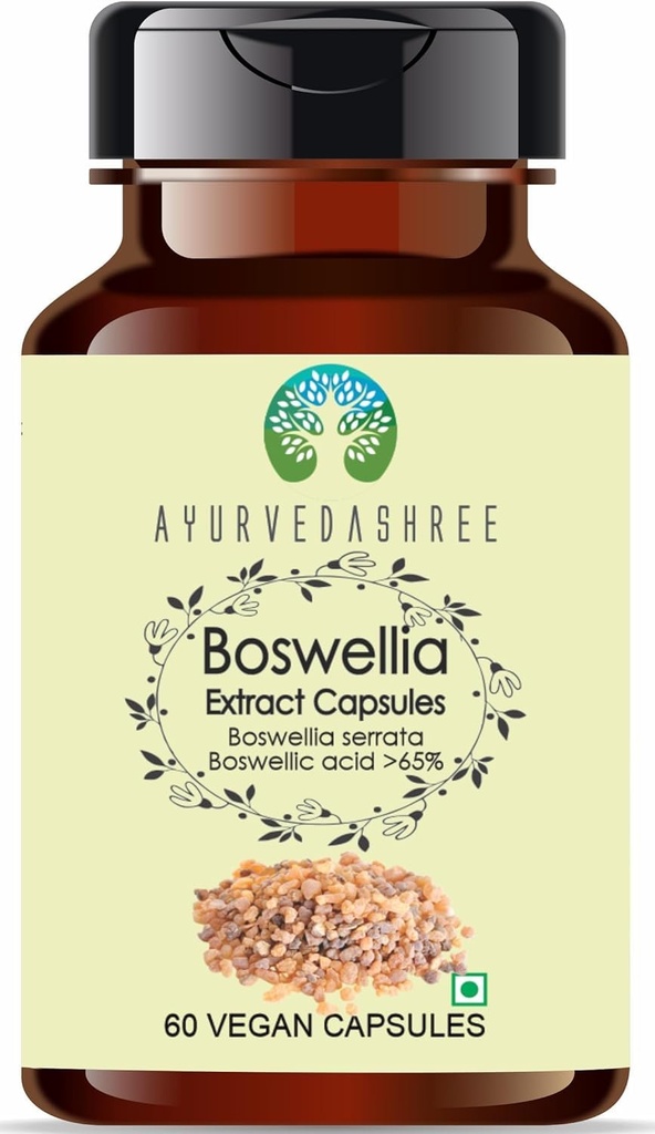 AYURVEDASHREE Boswellia Serrata Extract 500 mg - 60 Vejetaryen Capsules / Indian Frankincense | All Natural | 100% Vegan | Gluten-Free
