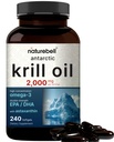 NatureBell Antarktika Krill Oil 2000 mg Supplement, 240 Softgels, 3X Strength Natural Source of Omega-3s, EPA 240 mg + DHA 160 mg + Astaxanthin 800mcg – No Fishy Aftertaste – Mercury Free & Non-GMO
