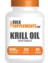 BulkSupplements.com Krill Oil 1000mg Softgels - συμπλήρωμα πετρελαίου κριλ Ανταρκτικής - Συμπλήρωμα Ωμέγα 3, συμπλήρωμα DHA - Χωρίς γλουτένη, 2 Softgels ανά υπηρεσία, 120 Count (πακέτο του 1)