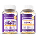 1 Pack Kids Calcium Gummies + 1 Pack D3 K2 Gummies Vitamin D3 10000 IU + K2 (MK7) 120mcg