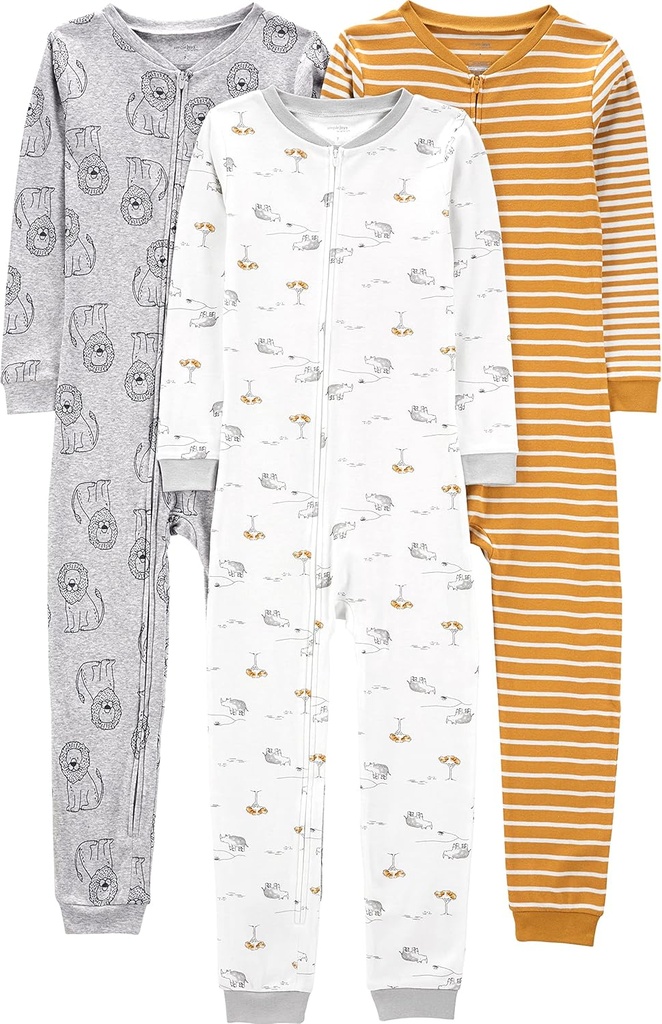 Carter'ın Çocukları Tarafından Basit Joys 3Pack Snug Fit Footless Cotton Pajamas