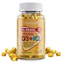 Φυτική βάση D3 K2 Βιταμίνη 10000 IU w/ Virgin Coconut MCT Λάδι - 200 mcg MK7 Βιταμίνη K2, μη-GMO για την απόλυτη απορρόφηση - Οστική, ανοσοποιητική και καρδιακή υγεία - Εύκολο στην κατάποση D & K συμπλήρωμα - 250 Softgels