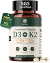Βιταμίνη D3 K2 5000IU 100mcg MK-7, 120 Softgels, 2-σε-1 K2 D3 συμπλήρωμα βιταμίνης για την υγεία των οστών, ανοσοποιητική υποστήριξη, καλύτερη απορρόφηση ασβεστίου, εύκολο στην κατάποση, μία καθημερινή, 120 ημέρες προσφοράς