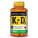 MASON NATURAL Vitamin K2 + D3, 100,Day Supply, Normal Kemik ve Kas Desteği için, Tabletler