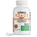Bronson Vitamin K2 (MK7) D3 Aşağı Dose 45 Telefon Vitamin K2 & 1000 IU Vitamin D3 1 Formula Non-GMO, 360 Mini Tabletler