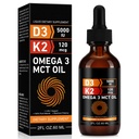 Daiasns Vitamin D3 5000 IU & K2 (MK-7) 120 mcg 60ml σταγόνες με MCT Omega 3, Liquid Vitamin D3 & K2 συμπληρώματα - 2 Μήνες προσφοράς - Υποστηρίζει οστά, δόντια, Mood & ανοσοποιητικό σύστημα, Απορρόφηση ασβεστίου