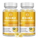 M inch Βιταμίνη D3 K2 Gummies, Βιταμίνη D3 10000IU, K2 (MK-7) 200mcg, 6-in-1 Βιταμίνη D3 con K2 συμπλήρωμα με Omega-3 για γυναίκες και άνδρες - Οστά, δόντια & ανοσοποιητική υποστήριξη, ζάχαρη δωρεάν, 2 συσκευασία