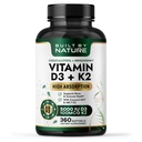 Nature Vitamin D3 K2 5000 IU + 100 mcg MK-7 - Ekstra Kuvvet, Yüksek Absiyon - Bone, Heart & Immune Support - Coconut MCT Oil - Non-GMO - 1 Yıl Supply - 360 Softgels
