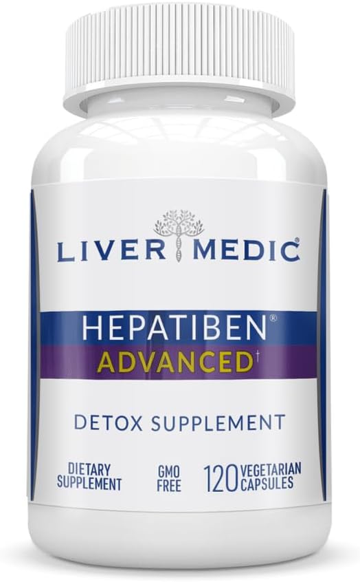 Hepatiben Liver Detox Cleanse All Natural Supplement with Milk Thistle, Silybin, NAC, Choline, MSM, Turmeric, Berberine, Glutathione Alfa Lipoic Acid Vegan NonGMO 120 Capsules 1500 mg
