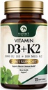 D3 K2 Βιταμίνη - Βιταμίνη D3 5000 IU ανά Softgel - Συμπλήρωμα βιταμίνης D3 υψηλής ισχύος - 2-σε-1 Σύμπλεξη βιταμίνης D & βιταμίνης K2 (MK7) - Εύκολη κατάποση, Οστική & Ανοσολογική Υποστήριξη - Εμφιαλωμένες ΗΠΑ - 120 Softgels