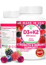 Lunakai USA Made Vitamin D3 K2 Gummies with Calcium – 3-in-1 Daily Vegan Supplement for Bone & Immune Support for Women, Men & Kids, 60ct