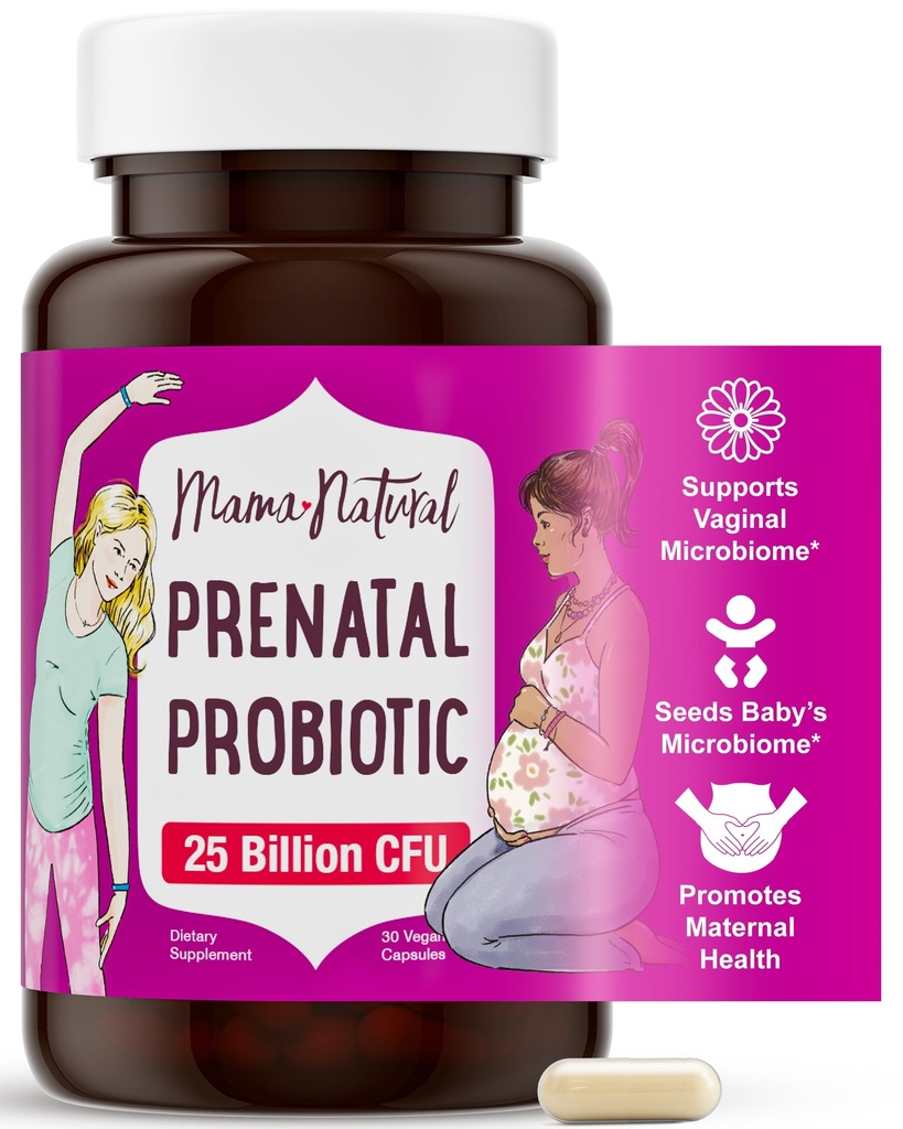 Mama Natural Prenatal Probiyotiks for Women – Gut & Immune Support forlle, Emziring & Postpartum* | 25 Milyar CFU, 12 Strain Probiyotik & Prebiyotik