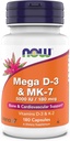 Şimdi Supplements, Mega D-3 & MK-7, 5000 IU / 180 mcg, Bone & Cardiovascular Support*, Vitamins K-3 & K-2, 180 Capsules K-3 & K-2, 180 Capsules