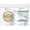 Mikro Malzemeler D3 10.000iu + K2 200mcg & L-Theanine 200 mg ile Magnezyum Glycinate Sche 2 Pack | Coconut MCT Oil Infüzyon Softgels | Amino Asit & Mineral Kompleksi