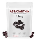 Astaxanthin 12 mg, Natural Antioksi for Skin, Eyes & Joint Support | Anti-Aging, Internal Circulation & Immune Boost, Microalgae Source, 4 Ay Supply, Non-GMO, Gluten Free, 120 Softgels