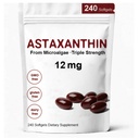Astaxanthin 12 mg, Premium Astaxanthin Antioksit Antioksik Aktivite, Destekler Göz, Immune, Skin Health, Internal Circulation-240 Softgels