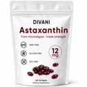 DIVANI Astaxanthin 12mg, Daily Wellness için Antioksi Supplement, Immune, Eye & Skin Support, Non-GMO, Gluten Free - 120 Softgels