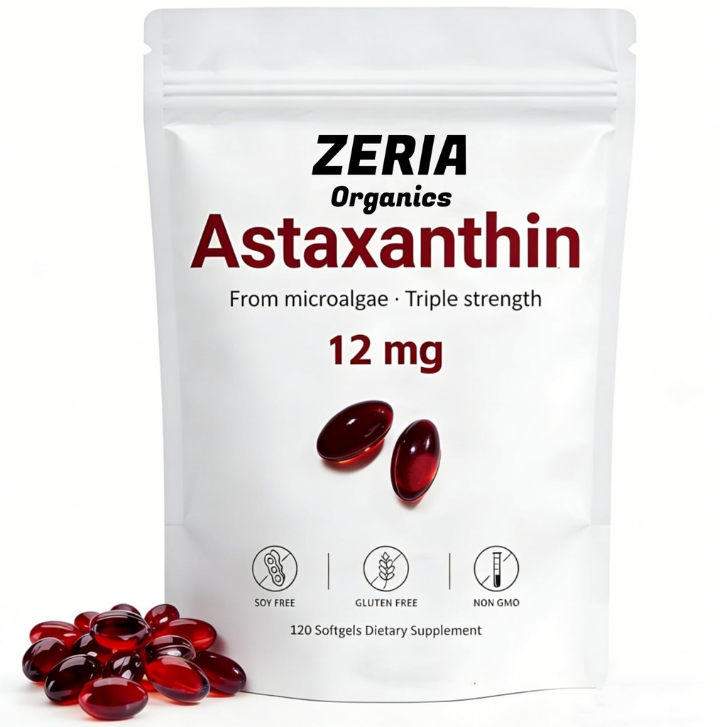 Astaxanthin 12 mg, Natural Astaxanthin Supplements Algae, 120 Softgels 4-Month Supply