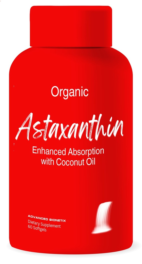 Gelişmiş Biyonetix Triple Strength AstaQuilTM Astaxanthin 12 mg Yüksek Biyoavailability Formula, 60 Softgels Organik Buhar Yağı Gelişmiş Aborpsiyon için. Göz için Güçlü Antioksi, Ortak ve Kalp Sağlığı