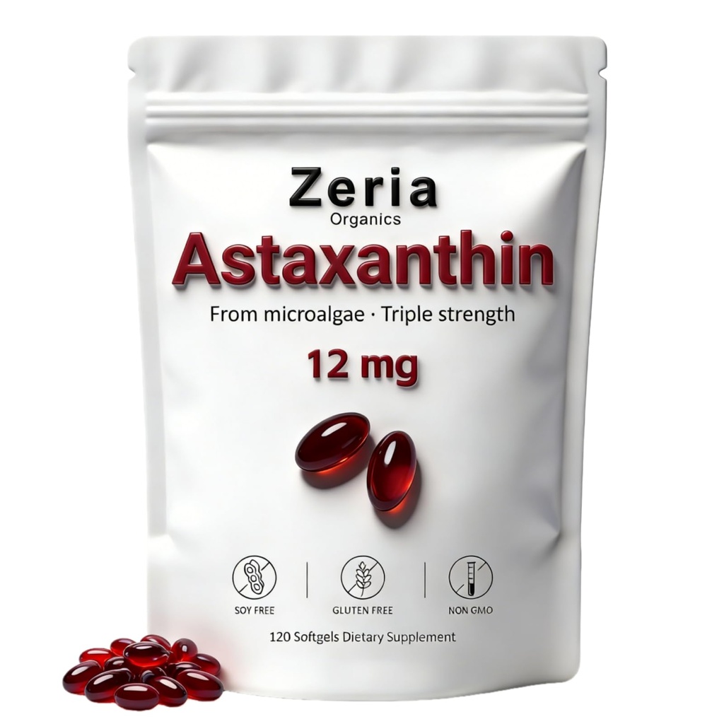 Astaxanthin 12 mg, Natural Astaxanthin Supplements Algae,120 Softgels (1 Bag)