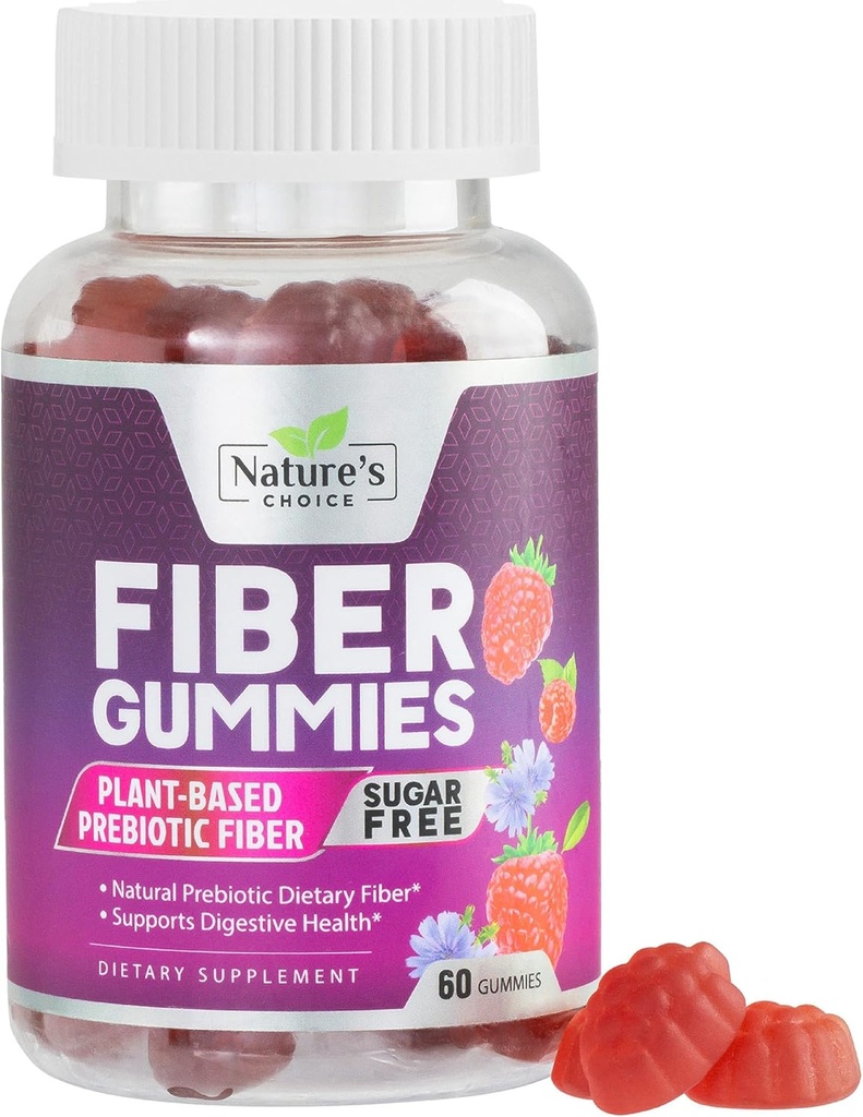 Φάιμπερ Gummies για ενήλικες, ζάχαρη δωρεάν καθημερινά 4g Gummy Fiber συμπλήρωμα, Prebiotic Gummy Digestive Health Support - Plant Based Soluble Chews, Prebiotics Υποστηρίζει την κανονικότητα και την πέψη - 60 Gummies