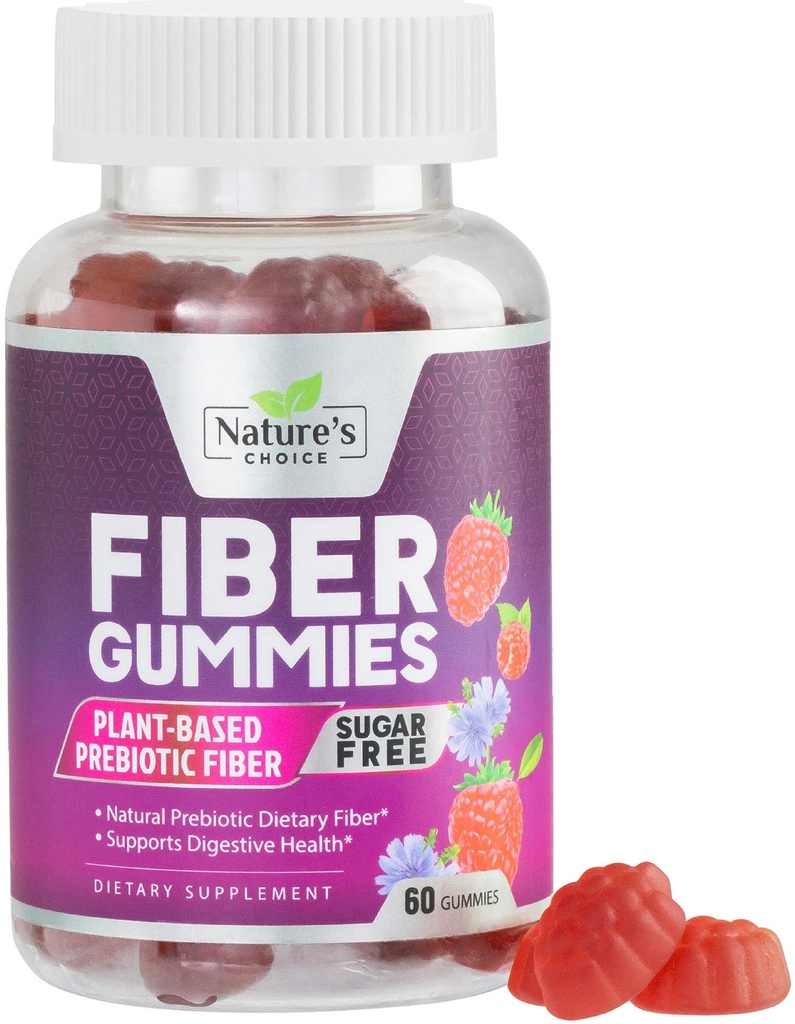Yetişkinler için Fiber Gummies, Sugar Free Daily 4g Gummy Fiber Supplement, Prebiyotik Gummy Digestive Health Support - Plant Based uli Chews, Prebiyotiks Supports Regularity & Digestion - 60 Gummies