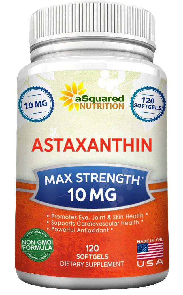 ASquared Beslenme Astaxanthin Supplement - Doğal Astaxanthin Pills from Haematococcus Pluvialis Extract for Pure Energy - Max Strength 10mg - 120 Softgels